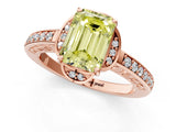 Rose gold Fancy Yellow Emerald  Cut Halo Diamond Ring with Channel Set Band and Four-Prong Setting_33