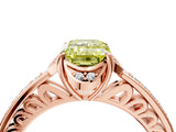 Rose gold Fancy Yellow Emerald  Cut Halo Diamond Ring with Channel Set Band and Four-Prong Setting_36