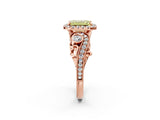 Rose gold Fancy Yellow Emerald Cut Halo Diamond Ring with Milgrain and Bezel Accents on a Split Shank Band_14