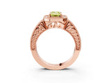 Rose gold Fancy Yellow Emerald  Cut Halo Diamond Ring with Pavé Band and Four-Prong Setting_71