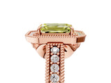 Rose gold Fancy Yellow Emerald  Cut Halo Diamond Ring with Pavé Band and Four-Prong Setting_73