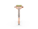 Rose gold Fancy Yellow Emerald Cut Halo Diamond Ring with Pavé Band and Three-Prong Setting_2