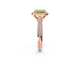 Rose gold Fancy Yellow Emerald Cut Halo Diamond Ring with Pavé Band_2
