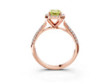 Rose gold Fancy Yellow Emerald Cut Halo Diamond Ring with Pavé Band_3