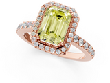 Rose gold Fancy Yellow Emerald  Cut Halo Diamond Ring with Pave Band and Four-Prong Setting_25