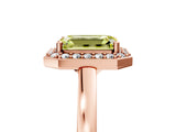 Rose gold Fancy Yellow Emerald Cut Halo Diamond Ring with Solitaire Band and Prong Setting_29