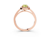 Rose gold Fancy Yellow Emerald Cut Halo Diamond Ring with Solitaire Band and Prong Setting_3