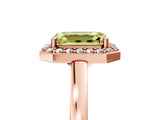 Rose gold Fancy Yellow Emerald Cut Halo Diamond Ring with Solitaire Band and Prong Setting_5