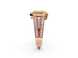 Rose gold Fancy Yellow Emerald Cut Halo Diamond Split Shank Ring with Prong Setting_14
