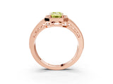 Rose gold Fancy Yellow Emerald Cut Halo Diamond Split Shank Ring with Prong Setting_15