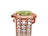 Rose gold Fancy Yellow Emerald Cut Halo Diamond Split Shank Ring with Prong Setting_17