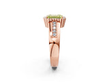 Rose gold Fancy Yellow Emerald  Cut Halo Pave Band Four-Prong Ring_51