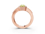 Rose gold Fancy Yellow Emerald  Cut Halo Pave Band Four-Prong Ring_52
