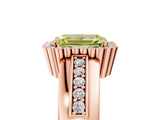 Rose gold Fancy Yellow Emerald  Cut Halo Pave Band Four-Prong Ring_54