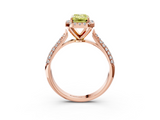 Rose gold Fancy Yellow Emerald  Cut Halo Pave Band Four-Prong Setting Ring_39