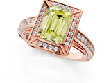 Rose gold Fancy Yellow Emerald  Cut Halo Pave Split Shank Prong Setting Ring_33