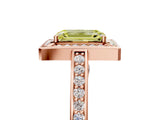 Rose gold Fancy Yellow Emerald  Cut Halo Pave Split Shank Prong Setting Ring_37