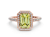 Rose gold Fancy Yellow Emerald Cut Halo Round Diamond Pavé Band with Four-Prong Setting_3