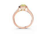 Rose gold Fancy Yellow Emerald Cut Halo Round Diamond Pavé Band with Four-Prong Setting_6