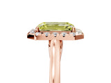 Rose gold Fancy Yellow Emerald Cut Halo Round Diamond Solitaire Ring with Pavé Band and Four-Prong Setting_5