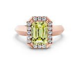 Rose gold Fancy Yellow Emerald  Cut Halo Solitaire Engagement Ring with Square Band and Four-Prong Setting_114