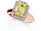Rose gold Fancy Yellow Emerald  Cut Halo Solitaire Engagement Ring with Square Band and Four-Prong Setting_115