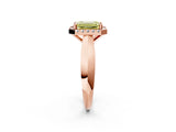 Rose gold Fancy Yellow Emerald  Cut Halo Solitaire Engagement Ring with Square Band and Four-Prong Setting_116