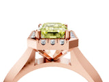 Rose gold Fancy Yellow Emerald  Cut Halo Solitaire Engagement Ring with Square Band and Four-Prong Setting_118