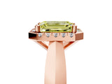 Rose gold Fancy Yellow Emerald  Cut Halo Solitaire Engagement Ring with Square Band and Four-Prong Setting_119
