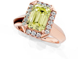 Rose gold Fancy Yellow Emerald  Cut Halo Solitaire Engagement Ring with Square Band and Four-Prong Setting_67