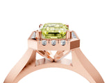Rose gold Fancy Yellow Emerald  Cut Halo Solitaire Engagement Ring with Square Band and Four-Prong Setting_70