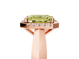 Rose gold Fancy Yellow Emerald  Cut Halo Solitaire Engagement Ring with Square Band and Four-Prong Setting_71
