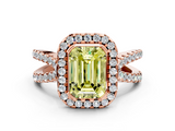 Rose gold Fancy Yellow Emerald  Cut Halo Split Shank Pave Set Ring_62