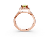Rose gold Fancy Yellow Emerald  Cut Halo Split Shank Pave Set Ring_65