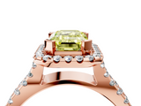Rose gold Fancy Yellow Emerald  Cut Halo Split Shank Pave Set Ring_66