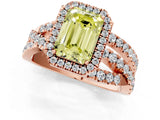 Rose gold Fancy Yellow Emerald  Cut Halo Split Shank Prong Setting Ring_13