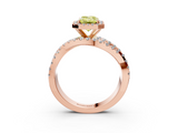 Rose gold Fancy Yellow Emerald  Cut Halo Split Shank Prong Setting Ring_81