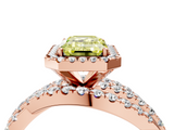 Rose gold Fancy Yellow Emerald  Cut Halo Split Shank Prong Setting Ring_82