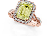 Rose gold Fancy Yellow Emerald Cut Halo Twist Band with Four-Prong Setting_13