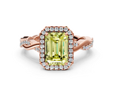 Rose gold Fancy Yellow Emerald  Cut Halo Twisted Band Four-Prong Ring_20