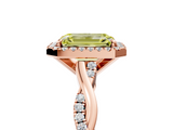 Rose gold Fancy Yellow Emerald  Cut Halo Twisted Band Four-Prong Ring_25