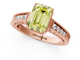 Rose gold Fancy Yellow Emerald  Cut Milgrain Channel Set Engagement Ring with Solitaire Prong Setting_92