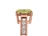 Rose gold Fancy Yellow Emerald  Cut Milgrain Channel Set Engagement Ring with Solitaire Prong Setting_96