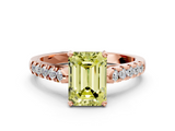 Rose gold Fancy Yellow Emerald  Cut Pavé Band Solitaire Ring with Four-Prong Setting_25