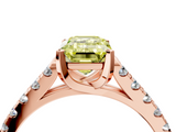 Rose gold Fancy Yellow Emerald  Cut Pavé Band Solitaire Ring with Four-Prong Setting_29