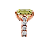 Rose gold Fancy Yellow Emerald  Cut Pavé Band Solitaire Ring with Four-Prong Setting_30