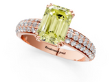 Rose gold Fancy Yellow Emerald  Cut Pave Diamond Engagement Ring with Channel Set Band and Four-Prong Setting_22