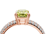 Rose gold Fancy Yellow Emerald  Cut Pave Diamond Engagement Ring with Channel Set Band and Four-Prong Setting_25