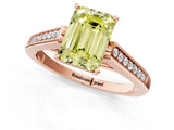 Rose gold Fancy Yellow Emerald Cut Solitaire Cathedral Diamond Engagement Ring with Channel-Set Band and Four-Prong Setting_4
