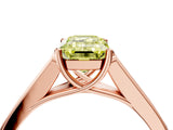 Rose gold Fancy Yellow Emerald Cut Solitaire Cathedral Diamond Engagement Ring with Channel-Set Band and Four-Prong Setting_7